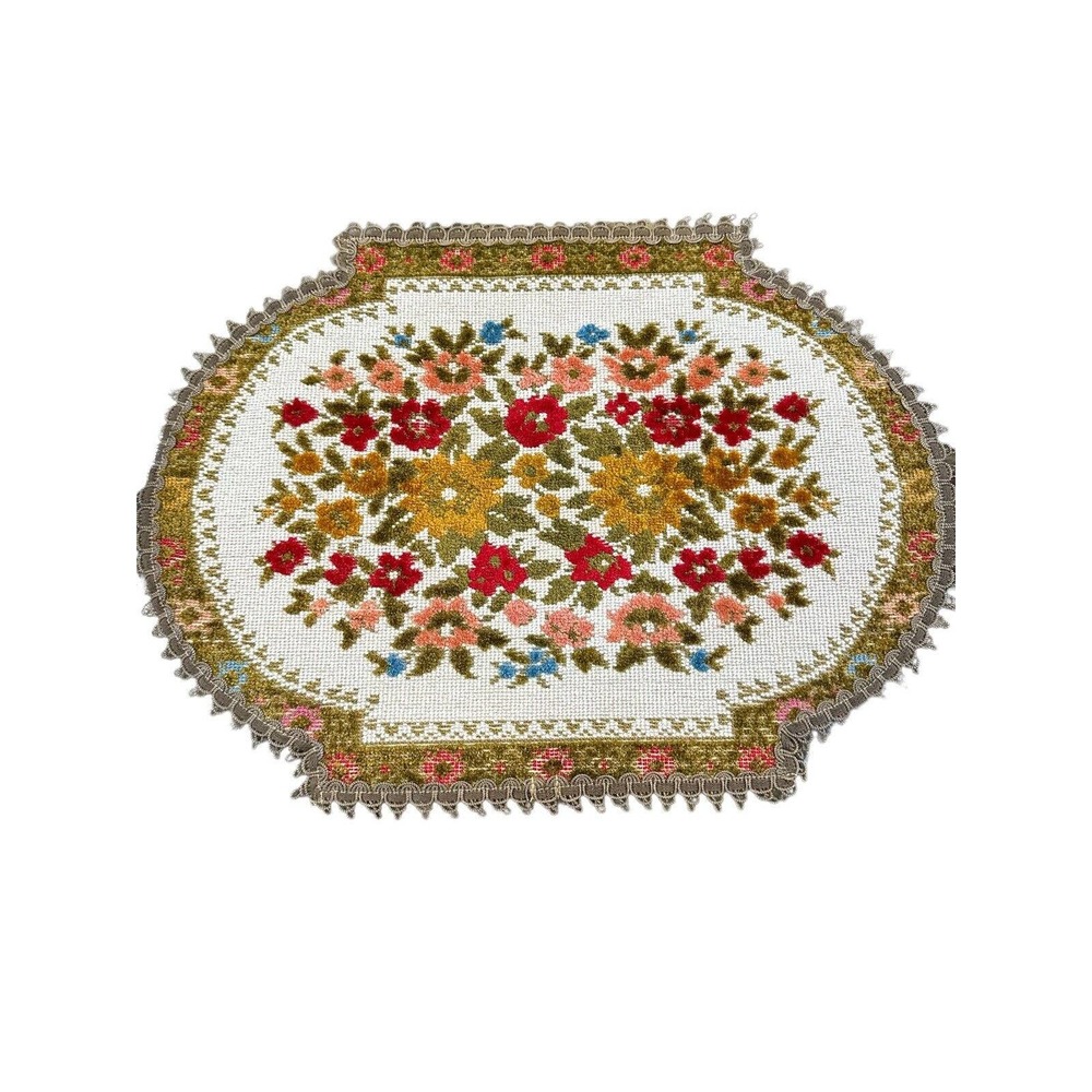 Group Muylle Belgium Tapestry Placemat Doily-Rectangle 17.5 x 13 Chenille VTG